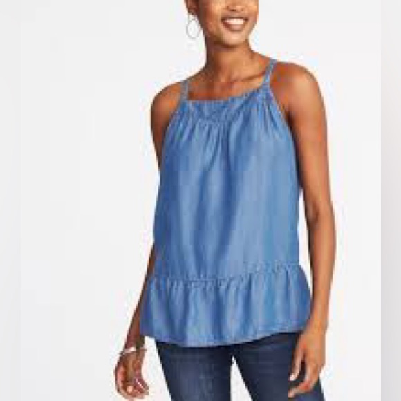 OLD NAVY Swing Chambray Lyocell Cami Blue Sz S - Picture 1 of 11